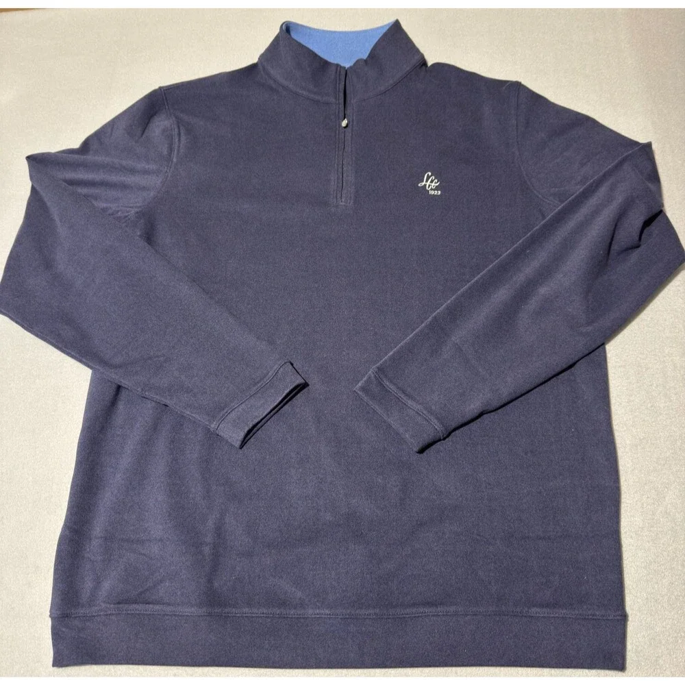 Peter Millar Golf Ardent Air Performance 1/4 Zip Mens Medium Navy Sweater Logo